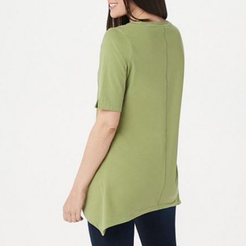 Denim & Co. Bateau-Neck Elbow-Sleeve Trapeze Tunic - Picture 2 of 2